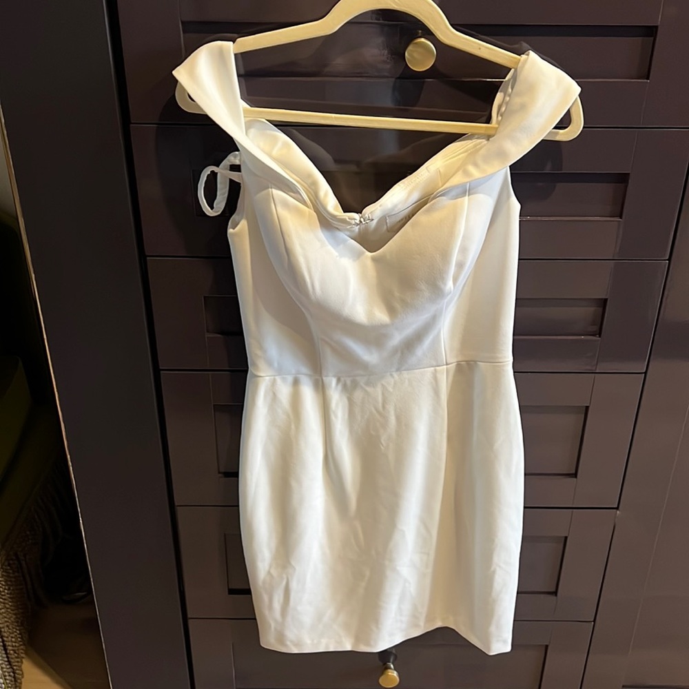 Off shoulder white BHLDN dress